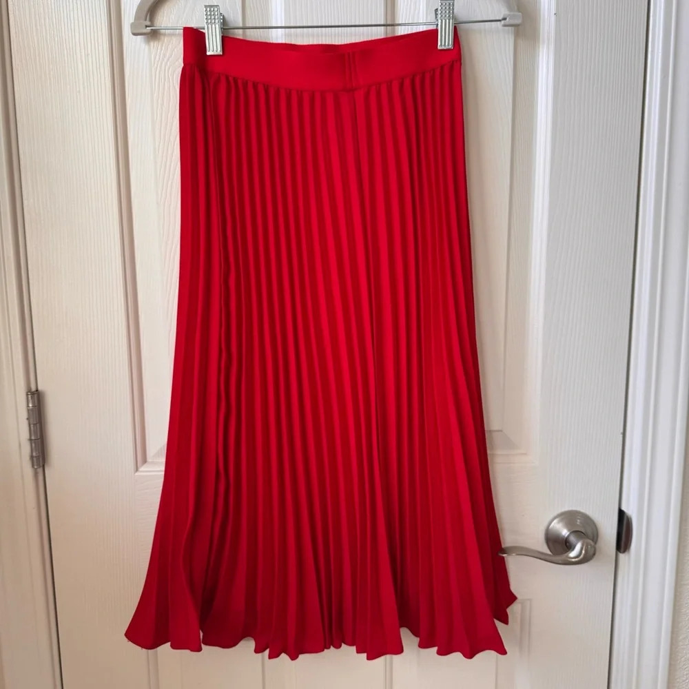 Kate Kasin High Waist Pleated A-line Swing cocktail party Midi Skirt XS - Picture 8 of 9